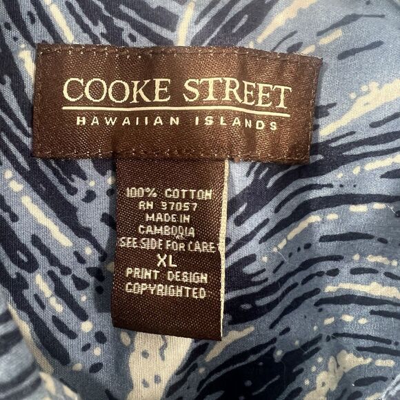 Cooke Street Hawaiian Shirt Mens XL Blue Wave Print Button Up Short Sleeve 2024 - Picture 4 of 16
